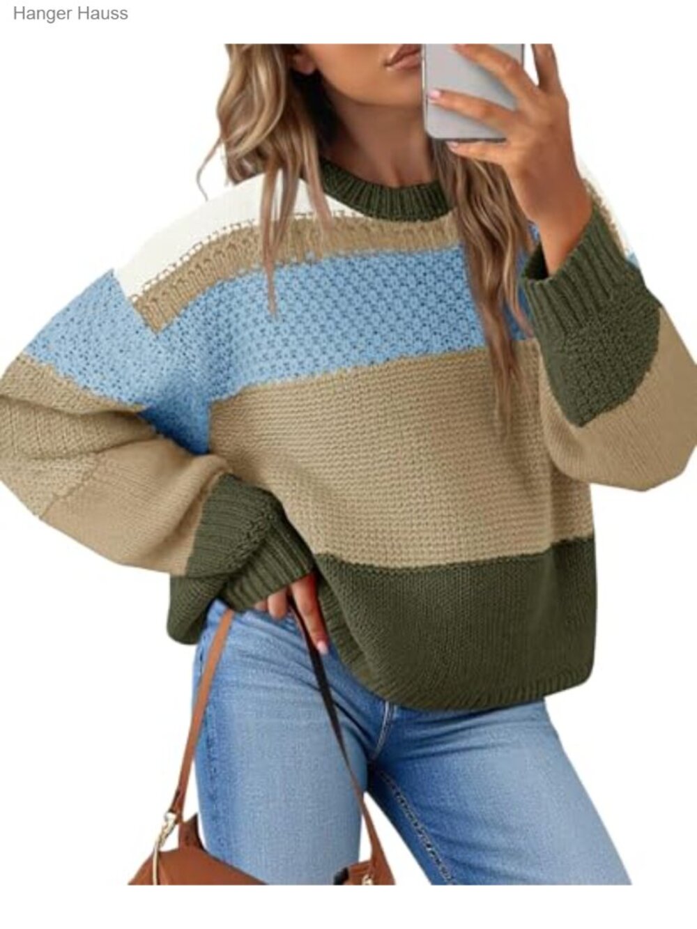 Women's Oversized Cable Knit Chunky Pullover Sweater Crew Neck Long Sleeve